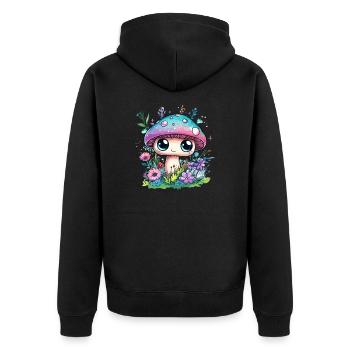 Zauberpilz mit Blumen - Unisex Premium Bio Zip Hoodie - Schwarz - Hinten - Nico (187cm)