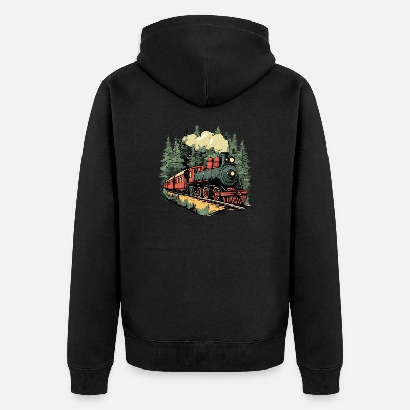 Waldzug im Sonnenlicht - Unisex Premium Bio Zip Hoodie - Schwarz