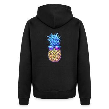 Stylische Ananas mit Sonnenbrille - Unisex Premium Bio Zip Hoodie - Schwarz - Hinten - Nico (187cm)