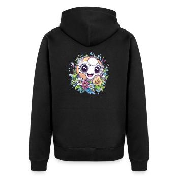 Fröhlicher Fußball mit Blumen - Unisex Premium Bio Zip Hoodie - Schwarz - Hinten - Nico (187cm)
