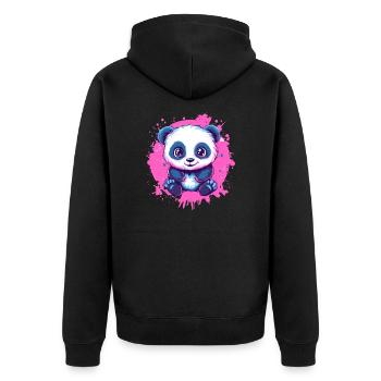 Süßer Panda auf Pink - Unisex Premium Bio Zip Hoodie - Schwarz - Hinten - Nico (187cm)