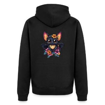 Bat with flower wreath - Unisex Premium Organic Zip Hoodie - black - Back - Nico (187cm)