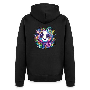 Bunter Fußball mit Blumen - Unisex Premium Bio Zip Hoodie - Schwarz - Hinten - Nico (187cm)