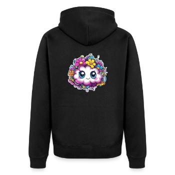 Happy Flower Cloud - Unisex Premium Organic Zip Hoodie - black - Back - Nico (187cm)