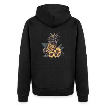 Vintage Ananas mit Blüten - Unisex Premium Bio Zip Hoodie - Schwarz - Hinten - Nico (187cm)