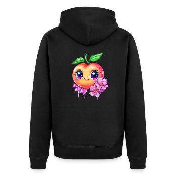 Cute peach with cherry blossoms - Unisex Premium Organic Zip Hoodie - black - Back - Nico (187cm)