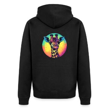 Colorful Giraffe with Gradient - Unisex Premium Organic Zip Hoodie - black - Back - Nico (187cm)