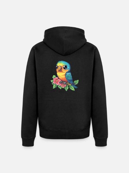 Bunter Tropenvogel - Unisex Premium Bio Zip Hoodie - Schwarz