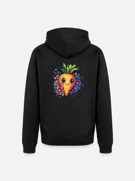 Cheerful Flower Carrot - Unisex Premium Organic Zip Hoodie - black