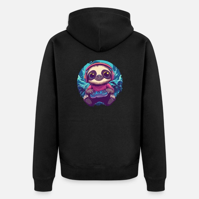 Gamer Sloth Chill Mode - Veste à capuche bio Premium Unisexe - noir