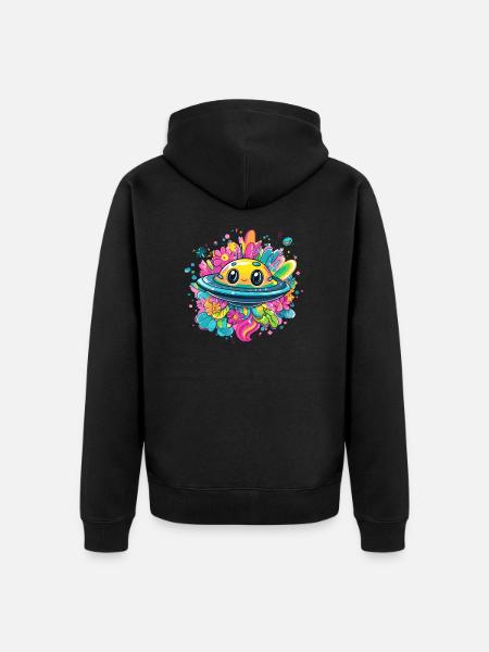 Süßes UFO Abenteuer - Unisex Premium Bio Zip Hoodie - Schwarz
