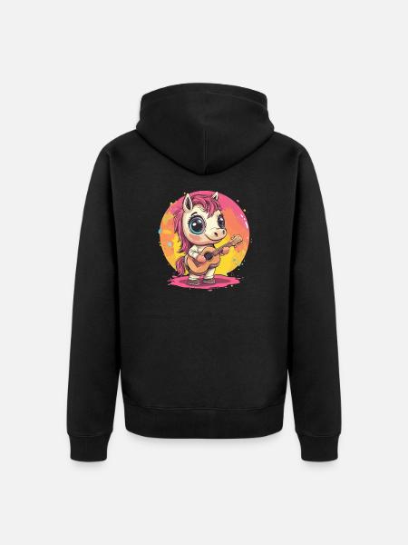 Bangs with guitar - Unisex Premium Organic Zip Hoodie - black