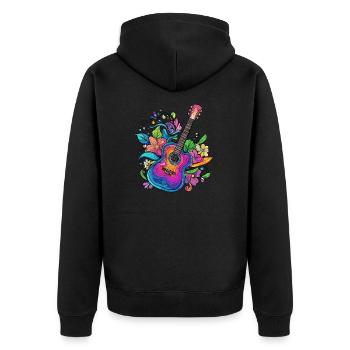 Guitare colorée avec des fleurs - Veste à capuche bio Premium Unisexe - noir - Dos - Nico (187cm)