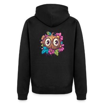 Drôle de noix de avec des fleurs - Veste à capuche bio Premium Unisexe - noir - Dos - Nico (187cm)