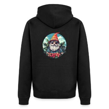 Tropical garden gnome with sunglasses - Unisex Premium Organic Zip Hoodie - black - Back - Nico (187cm)