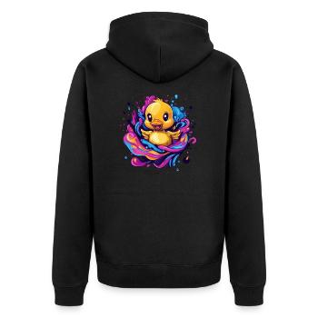 Éclaboussure de canard en caoutchouc grinçant - Veste à capuche bio Premium Unisexe - noir - Dos - Nico (187cm)