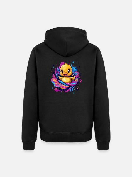 Squeaky Rubber Duck Splash - Unisex Premium Organic Zip Hoodie - black