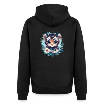 Süßes Tigerbaby mit Blumenkranz - Unisex Premium Bio Zip Hoodie - Schwarz - Hinten - Nico (187cm)