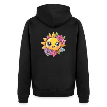 Soleil avec couronne de fleurs - Veste à capuche bio Premium Unisexe - noir - Dos - Nico (187cm)