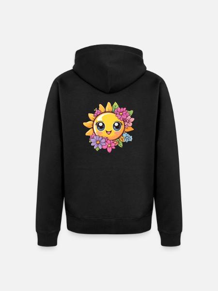 Sunshine with flower wreath - Unisex Premium Organic Zip Hoodie - black