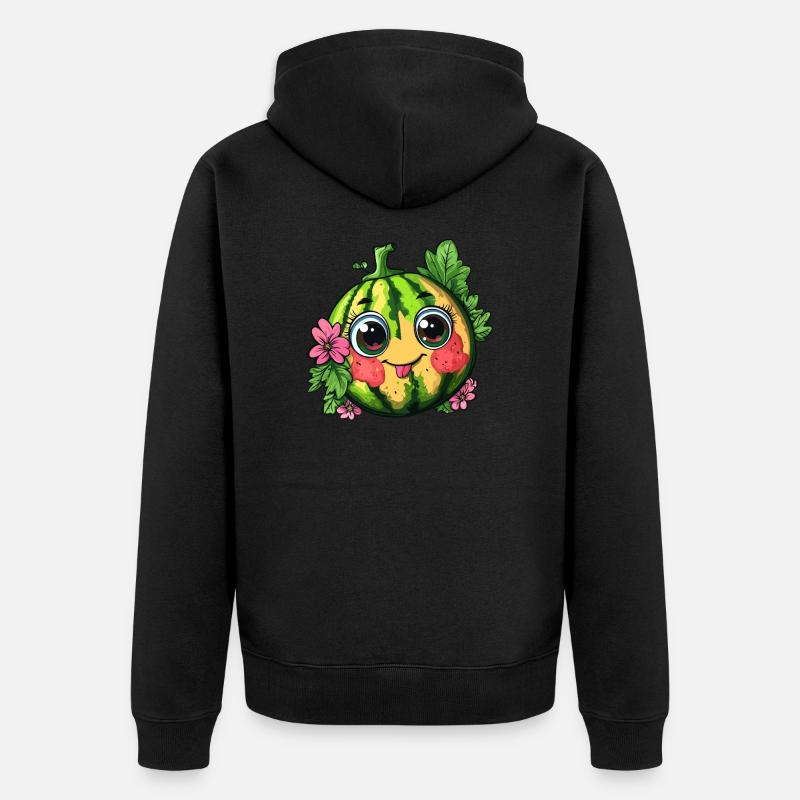 Pastèque sucrée aux fleurs - Veste à capuche bio Premium Unisexe - noir