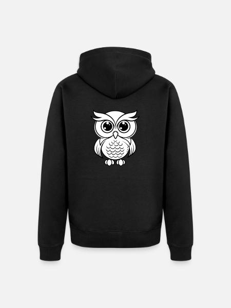 Cute Owl Outline - Unisex Premium Organic Zip Hoodie - black