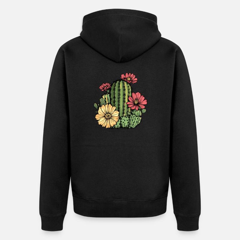 Cactus à fleurs - Veste à capuche bio Premium Unisexe - noir