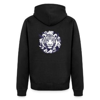 Tigre dans une couronne de fleurs - Veste à capuche bio Premium Unisexe - noir - Dos - Nico (187cm)