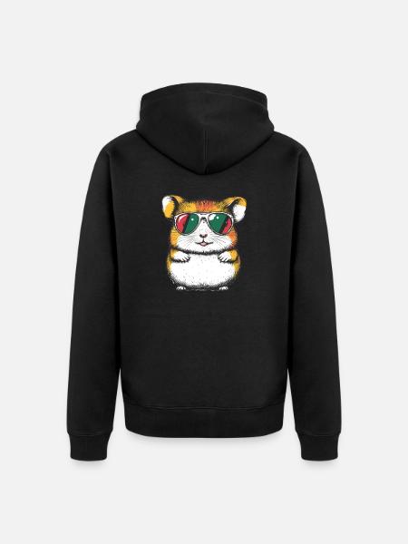 Cooler Hamster mit Brille - Unisex Premium Bio Zip Hoodie - Schwarz