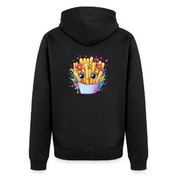 Frites avec couronne de fleurs - Veste à capuche bio Premium Unisexe - noir - Dos - Nico (187cm)