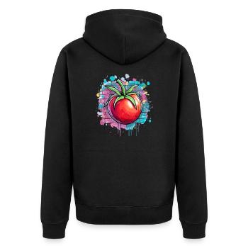 Graffiti tomato on wall - Unisex Premium Organic Zip Hoodie - black - Back - Nico (187cm)