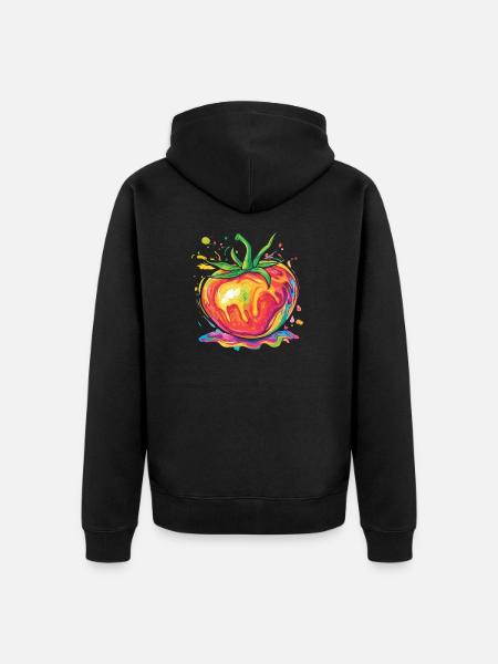 Regenbogenfarbene Pop-Art Tomate - Unisex Premium Bio Zip Hoodie - Schwarz