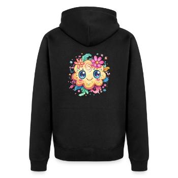 Keks mit Blumenlächeln - Unisex Premium Bio Zip Hoodie - Schwarz - Hinten - Nico (187cm)