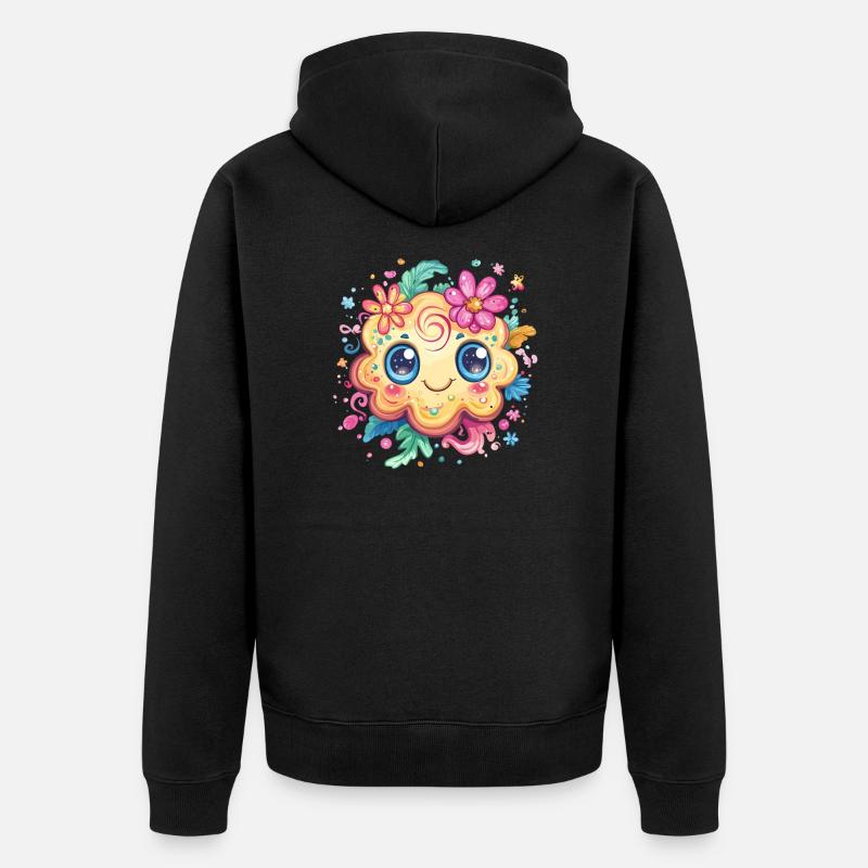Biscuit avec sourire fleuri - Veste à capuche bio Premium Unisexe - noir