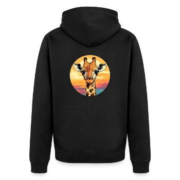 Girafe au coucher du soleil - Veste à capuche bio Premium Unisexe - noir - Dos - Nico (187cm)