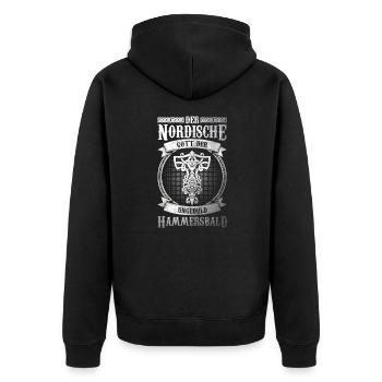 Nordische Mythologie Geduld Ungeduld Hammersbald - Unisex Premium Bio Zip Hoodie - Schwarz - Hinten - Nico (187cm)