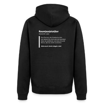 Raumausstatter Definition für Handwerker - Unisex Premium Bio Zip Hoodie - Schwarz - Hinten - Nico (187cm)