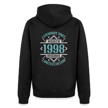 Legendary since March 1998 limited edition - Unisex Premium Organic Zip Hoodie - black - Back - Nico (187cm)