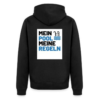 Planschbecken Swimmingpool Pool Schwimmen Geschenk - Unisex Premium Bio Zip Hoodie - Schwarz - Hinten - Nico (187cm)