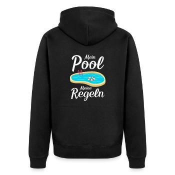 Planschbecken Swimmingpool Pool Schwimmen Geschenk - Unisex Premium Bio Zip Hoodie - Schwarz - Hinten - Nico (187cm)