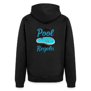 Planschbecken Swimmingpool Pool Schwimmen Geschenk - Unisex Premium Bio Zip Hoodie - Schwarz - Hinten - Nico (187cm)