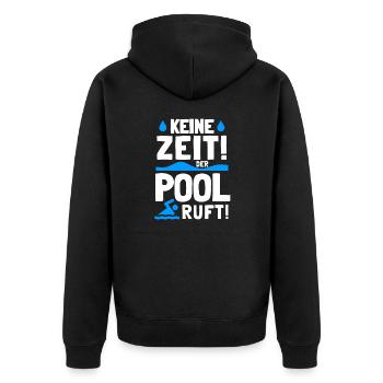 Planschbecken Swimmingpool Pool Schwimmen Geschenk - Unisex Premium Bio Zip Hoodie - Schwarz - Hinten - Nico (187cm)