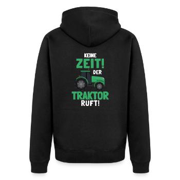 Traktorfahrer Trecker Traktor Landmaschine - Unisex Premium Bio Zip Hoodie - Schwarz - Hinten - Nico (187cm)