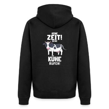 Kühe Kuh Schädel Oberteil Landwirtschaft Geschenke - Unisex Premium Bio Zip Hoodie - Schwarz - Hinten - Nico (187cm)