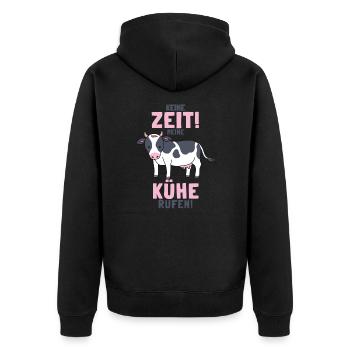 Kühe Kuh Schädel Oberteil Landwirtschaft Geschenke - Unisex Premium Bio Zip Hoodie - Schwarz - Hinten - Nico (187cm)