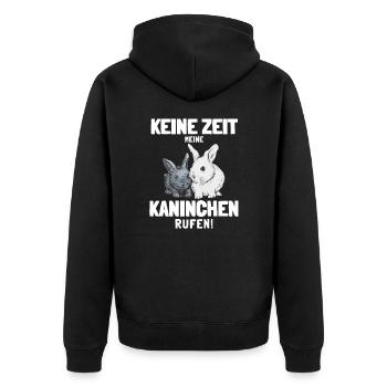 Zwergkaninchen Kaninchen Häschen Haustier Geschenk - Unisex Premium Bio Zip Hoodie - Schwarz - Hinten - Nico (187cm)