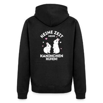 Zwergkaninchen Kaninchen Häschen Haustier Geschenk - Unisex Premium Bio Zip Hoodie - Schwarz - Hinten - Nico (187cm)
