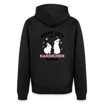 Zwergkaninchen Kaninchen Häschen Haustier Geschenk - Unisex Premium Bio Zip Hoodie - Schwarz - Hinten - Nico (187cm)