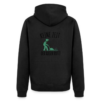 Rasenmäher Rasenpflege Platzwart Rasenflüsterer - Unisex Premium Bio Zip Hoodie - Schwarz - Hinten - Nico (187cm)
