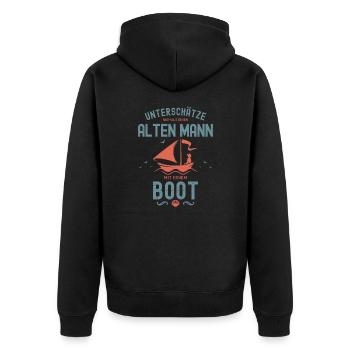 Bootsfahrer Bootfahren Segeln Segler Segelboot - Unisex Premium Bio Zip Hoodie - Schwarz - Hinten - Nico (187cm)